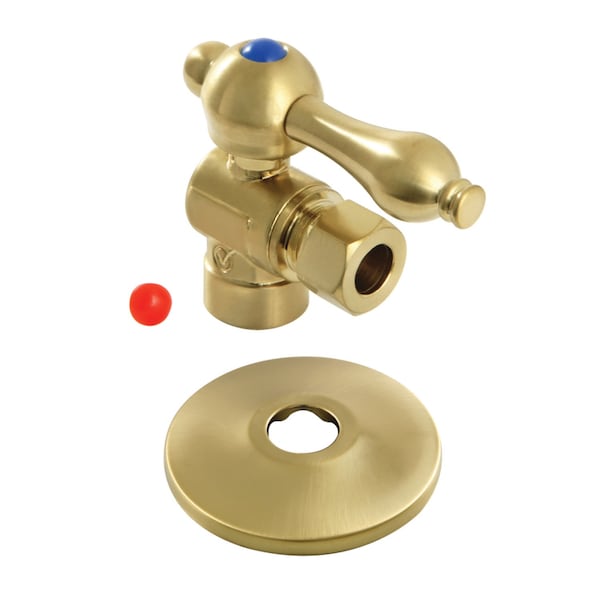Kingston Brass CC43207K 1/2-Inch Sweat x 3/8-Inch OD Comp Quarter-Turn Angle Stop Valve with Flange, Brushed Brass CC43207K - main